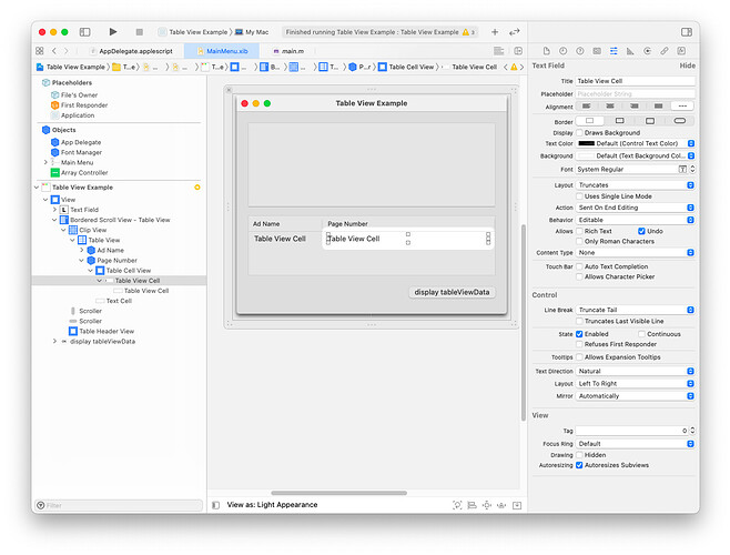 Table View Cell Attributes