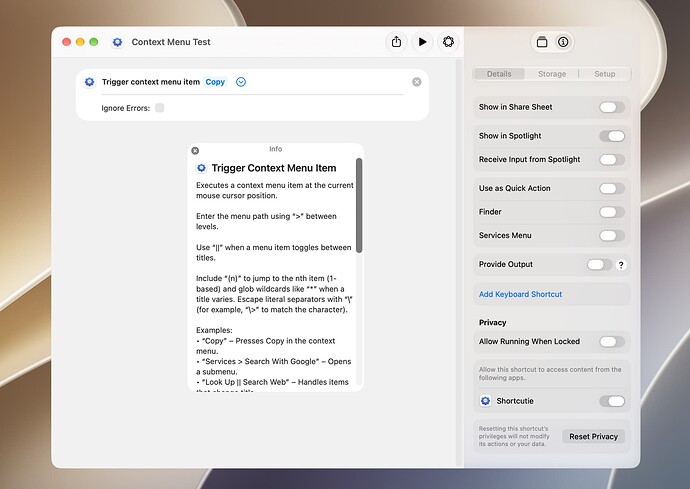 Trigger Context Menu Item