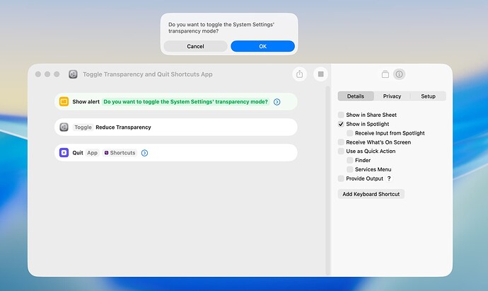 Toggle Transparency