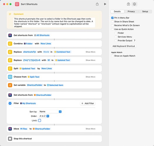 Sort Shortcuts