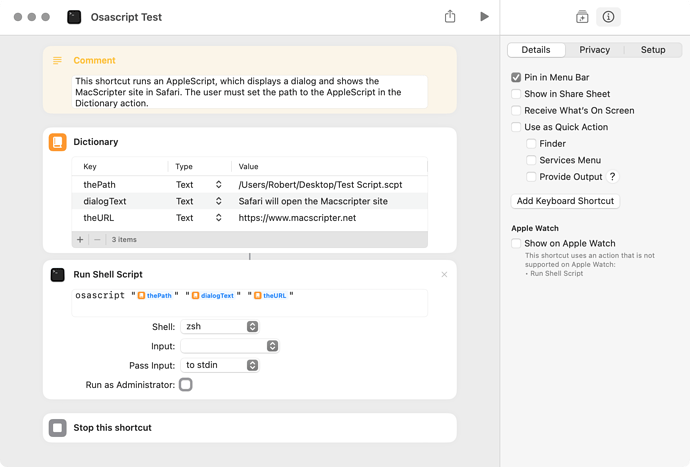 Osascript Test