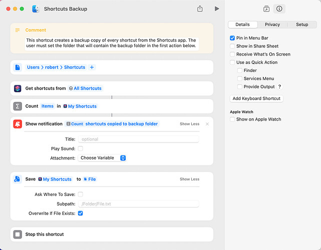 Shortcuts Backup