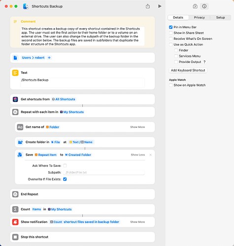 Shortcuts Backup