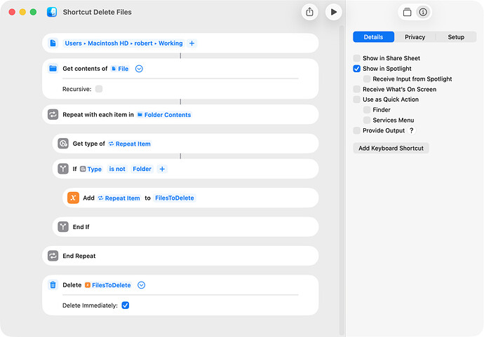 Shortcut Delete Files