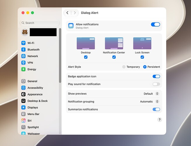 Alert Notification Setting