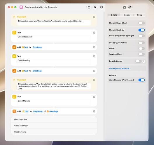 Create and Add to List Example