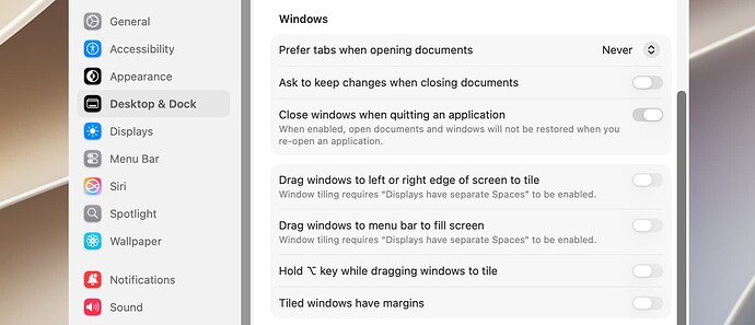 Prefer Windows or Tabs