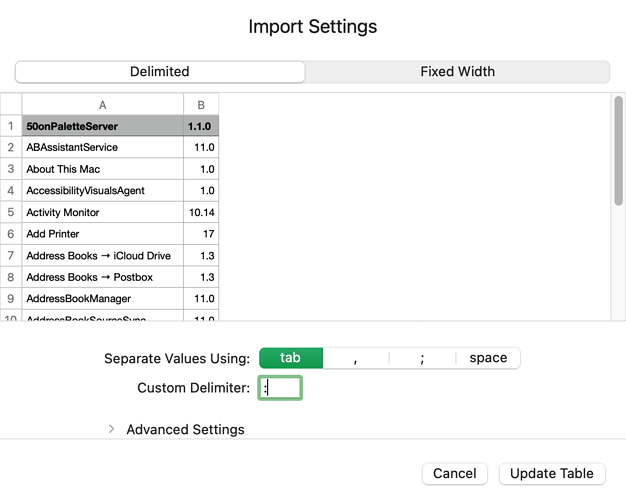 Set Custom Delimiter