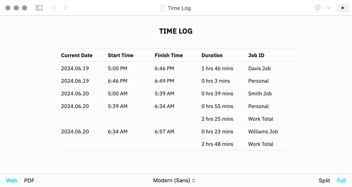 Time Log