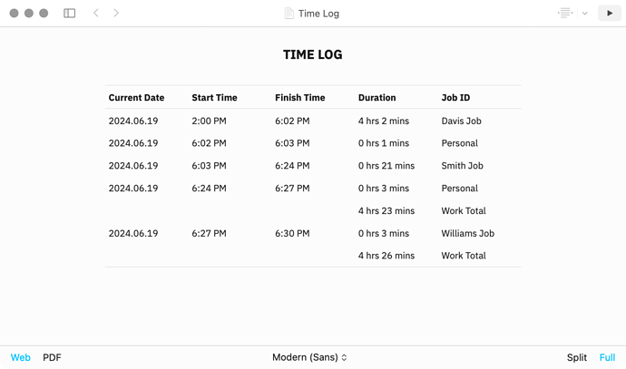 Time Log