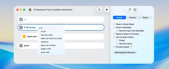If Statement Test Condition Mismatch