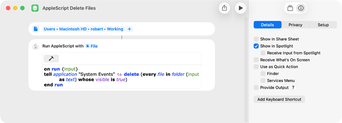 AppleScript Delete Files