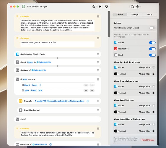 Shortcut Privacy Settings