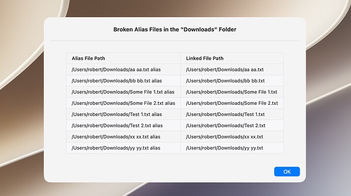 Broken Alias Files Dialog