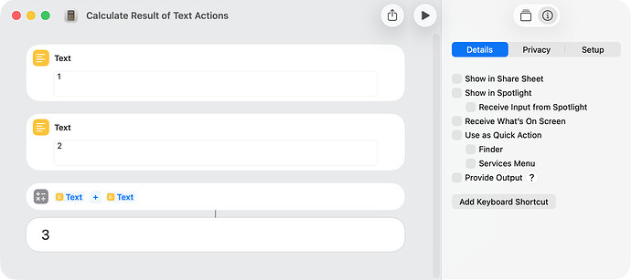 Calculate Result of Text Actions