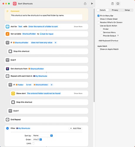 Sort Shortcuts