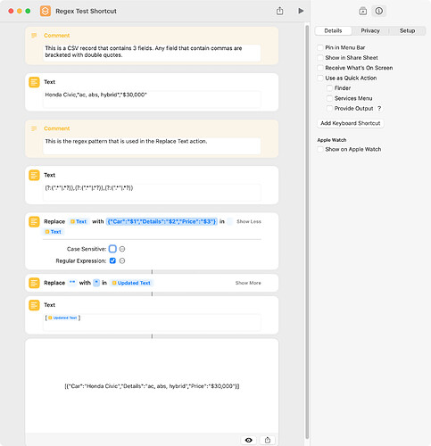 Regex Test Shortcut
