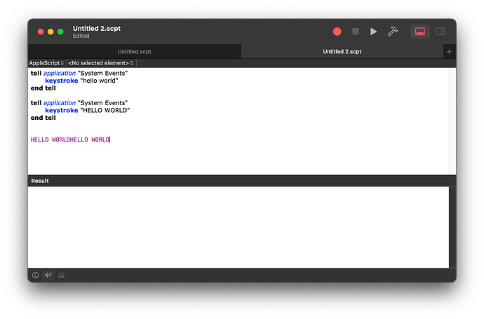 Screenshot of isolated example writing directly in the script editor