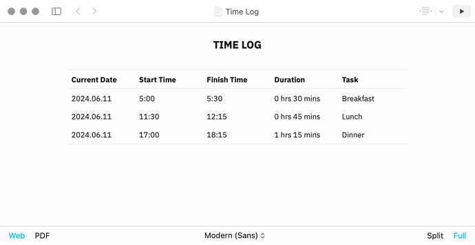 Time Log