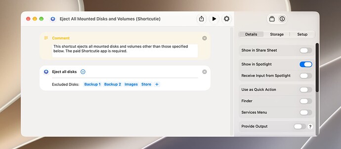 Eject All Mounted Disks and Volumes (Shortcutie)
