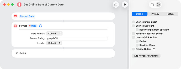 Get Ordinal Date of Current Date