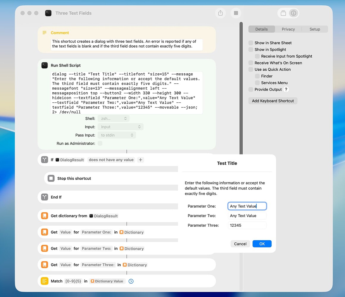 Custom Dialogs with swiftDialog - Shortcuts - MacScripter
