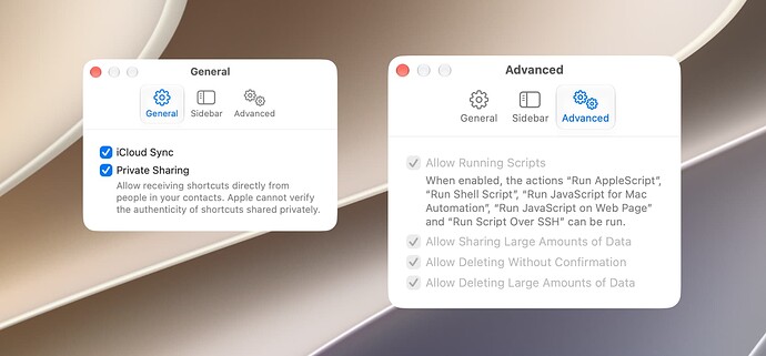 Shortcuts Settings