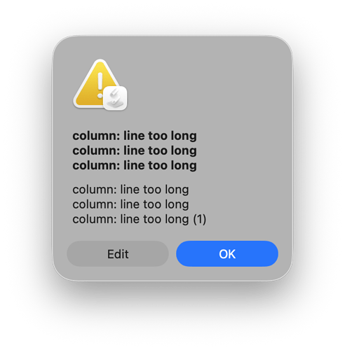 column - line too long